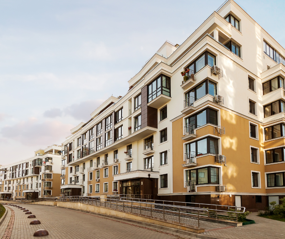 A row of buildings.